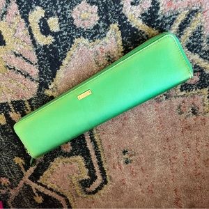 Kate Spade Green Slim Satin Clutch